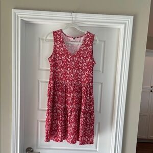 Elegant Red Floral Women's Casual Dress